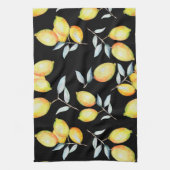 Lemon Pattern Black Theedoek (Verticaal)