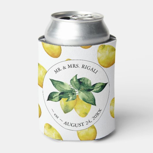 Lemon Pattern Custom Wedding Koelboxxen Blikjeskoeler (Blikje Voorkant)