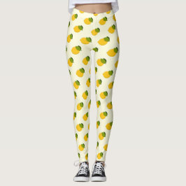 Lemon Pattern Cute Yellow and Green Citrus Fruit Leggings