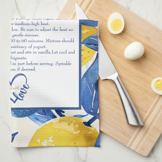 Lemon Pattern Family Recipe Keepsake Custom Theedoek (Quarter Fold)