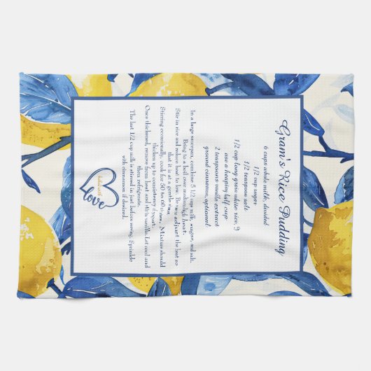 Lemon Pattern Family Recipe Keepsake Custom Theedoek (Horizontaal)