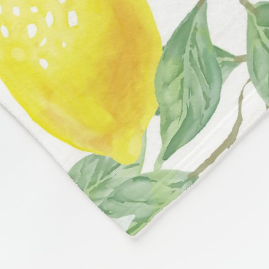 Lemon Pattern Green Monogram Fleece Deken (Hoek)