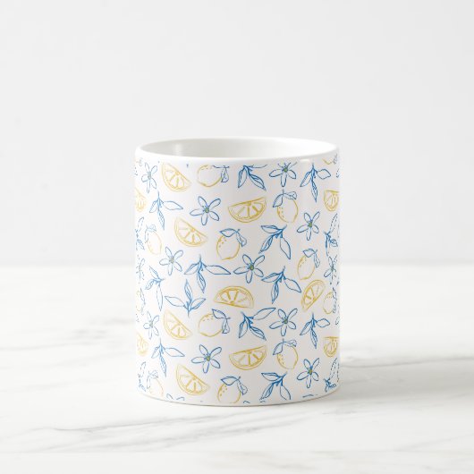 Lemon Pattern Hand Drawn - Koffie Mok (Center)