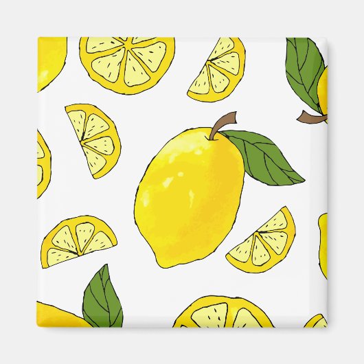 Lemon Pattern Kitchen Artwork Lemon Pattern Fruit Magneet (Voorkant)