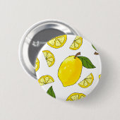Lemon Pattern Kitchen Artwork Lemon Pattern Fruit Ronde Button 5,7 Cm (Voorkant /achterkant)