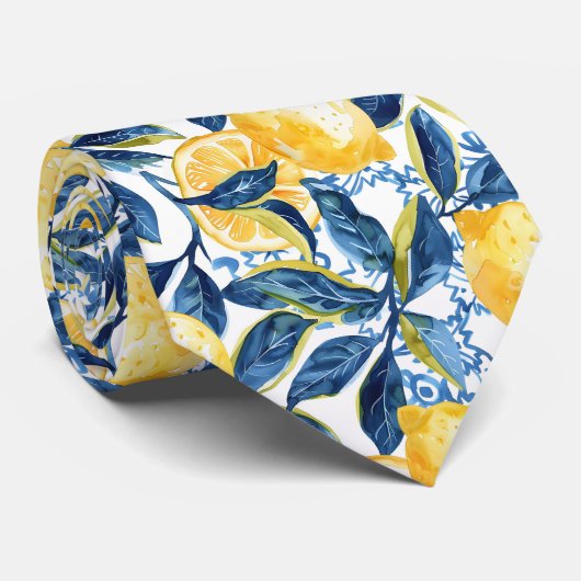 Lemon Pattern Men's Necktie  Stropdas (Opgerold)