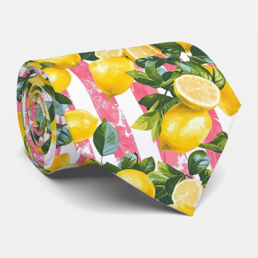 Lemon Pattern Men's Necktie  Stropdas (Opgerold)