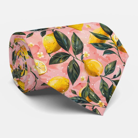 Lemon Pattern Men's Necktie  Stropdas (Opgerold)