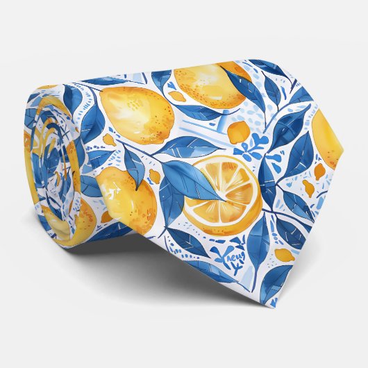 Lemon Pattern Men's Necktie  Stropdas (Opgerold)