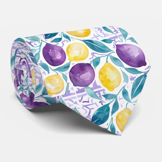 Lemon Pattern Men's Necktie  Stropdas (Opgerold)