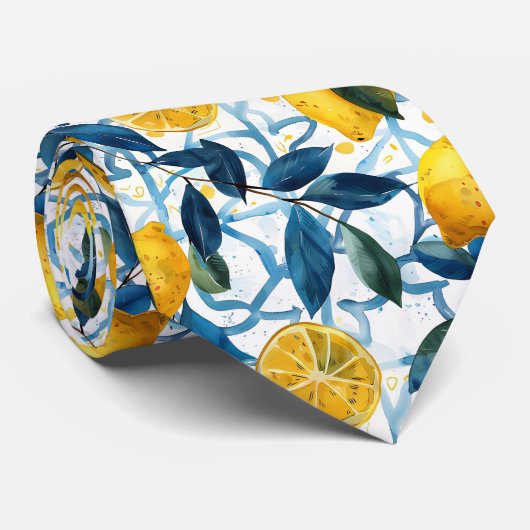 Lemon Pattern Men's Necktie  Stropdas (Opgerold)