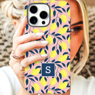 Lemon Pattern Monogram iPhone 16 Pro Hoesje