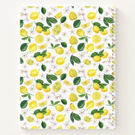 Lemon Pattern Monogram Name Recipe Notitieboek (Achterkant)