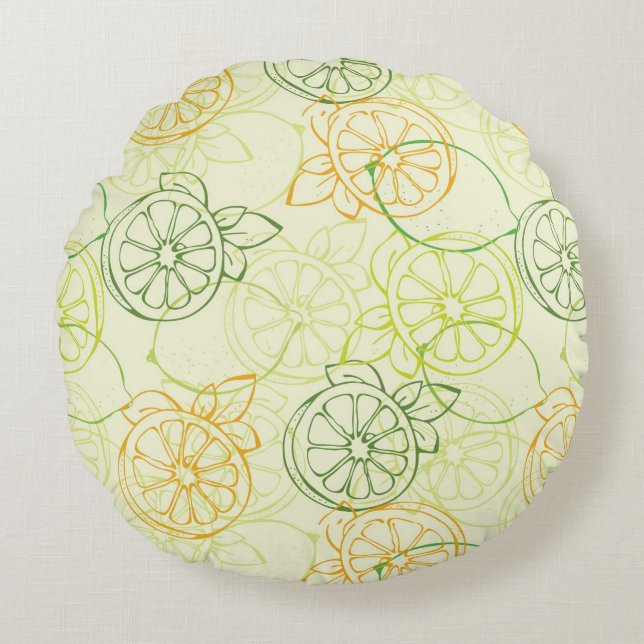 Lemon Pattern Rond Kussen (Voorkant)