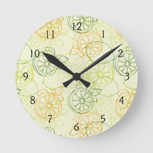 Lemon Pattern Ronde Klok (Voorkant)