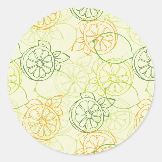 Lemon Pattern Ronde Sticker (Voorkant)