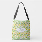 Lemon Pattern Waterverf Name Green Scallops Crossbody Tas (Voorkant)