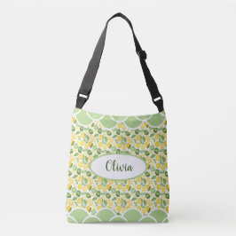 Lemon Pattern Waterverf Name Green Scallops Crossbody Tas