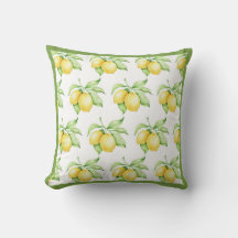 Lemon Pattern Waterverf Simple Green Trim