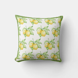 Lemon Pattern Waterverf Simple Green Trim Kussen