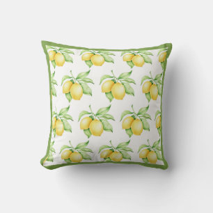 Lemon Pattern Waterverf Simple Green Trim Kussen