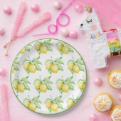 Lemon Pattern Waterverf Simple Green Trim Papieren Bordje (Feest)