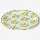 Lemon Pattern Waterverf Simple Green Trim Papieren Bordje (Gekanteld)