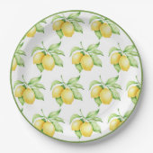 Lemon Pattern Waterverf Simple Green Trim Papieren Bordje (Voorkant)