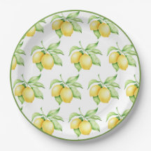 Lemon Pattern Waterverf Simple Green Trim