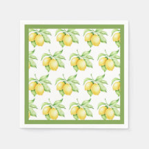 Lemon Pattern Waterverf Simple Green Trim