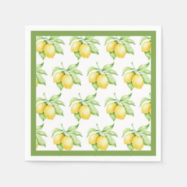 Lemon Pattern Waterverf Simple Green Trim Servet