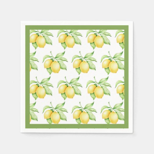 Lemon Pattern Waterverf Simple Green Trim Servet (Voorkant)