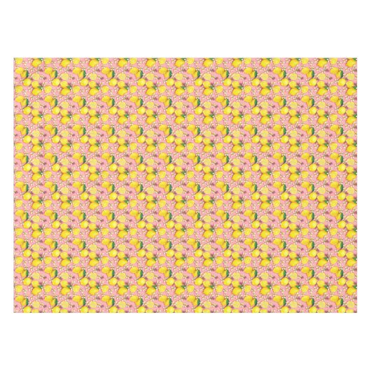 Lemon Pattern White Blossom op roze limonade Tafelkleed (Voorkant (Horizontaal))