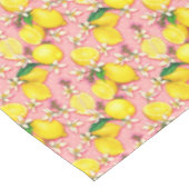 Lemon Pattern White Blossom op roze limonade Tafelkleed (Gekanteld)