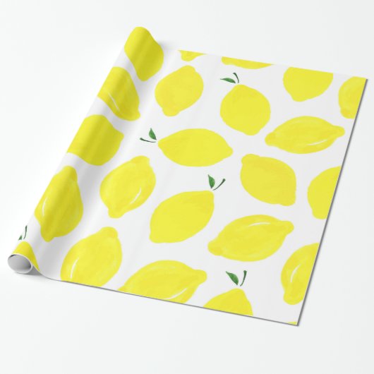 Lemon Pattern Wrapping Paper Cadeaupapier (Uitgerold)