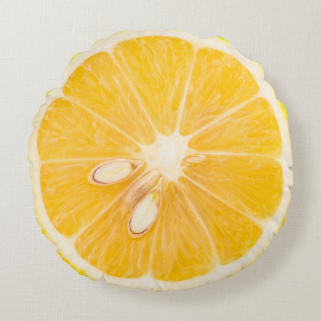 Lemon Photo Print Double Sided Rond Kussen (Voorkant)