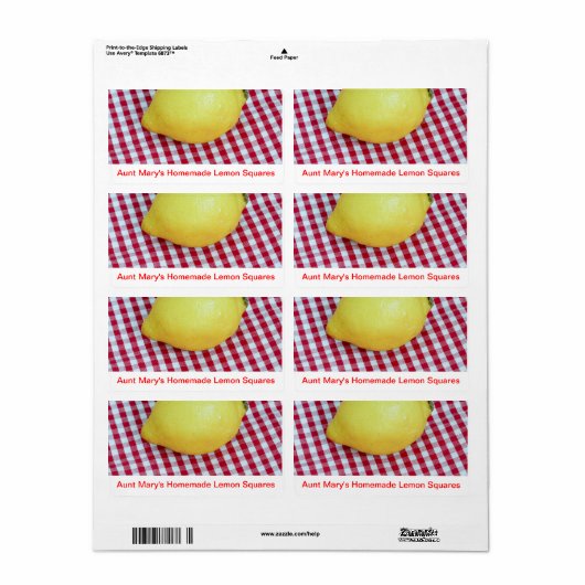 Lemon Picnic met aangepaste tekst Etiket (Full Sheet)