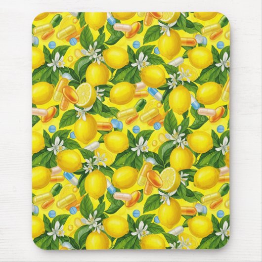 Lemon Pill Pattern Apotheek Muismat (Voorkant)