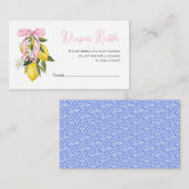 Lemon Pink Bow coquette baby shower Luier Raffle Informatiekaartje (Voorkant / Achterkant)