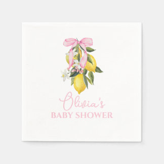 Lemon Pink Bow La Dolce Vita Baby Shower Servet