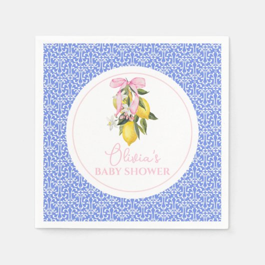 Lemon Pink Bow La Dolce Vita Baby shower Servet (Voorkant)