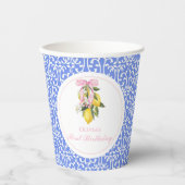 Lemon Pink Bow preppy 1e verjaardag Papieren Bekers (Voorkant)