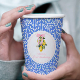 Lemon Pink Bow preppy 1e verjaardag Papieren Bekers