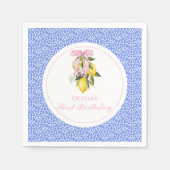 Lemon Pink Bow preppy 1e verjaardag Servet (Voorkant)