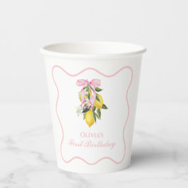 Lemon Pink Bow preppy Coquette 1e verjaardag Papieren Bekers