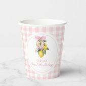 Lemon Pink Bow preppy Coquette 1e verjaardag Papieren Bekers (Voorkant)