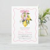 Lemon Pink Bow preppy Coquette baby shower Kaart (Staand voorkant)