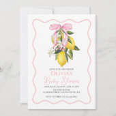 Lemon Pink Bow preppy Coquette baby shower Kaart (Voorkant)