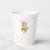 Lemon Pink Bow preppy Coquette Baby shower Papieren Bekers (Voorkant)