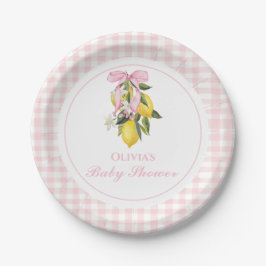 Lemon Pink Bow preppy Coquette baby shower Papieren Bordje